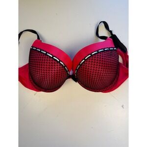 Victorias Secret Bombshell Plunge Push Up Bra Pink Black Lace 38D